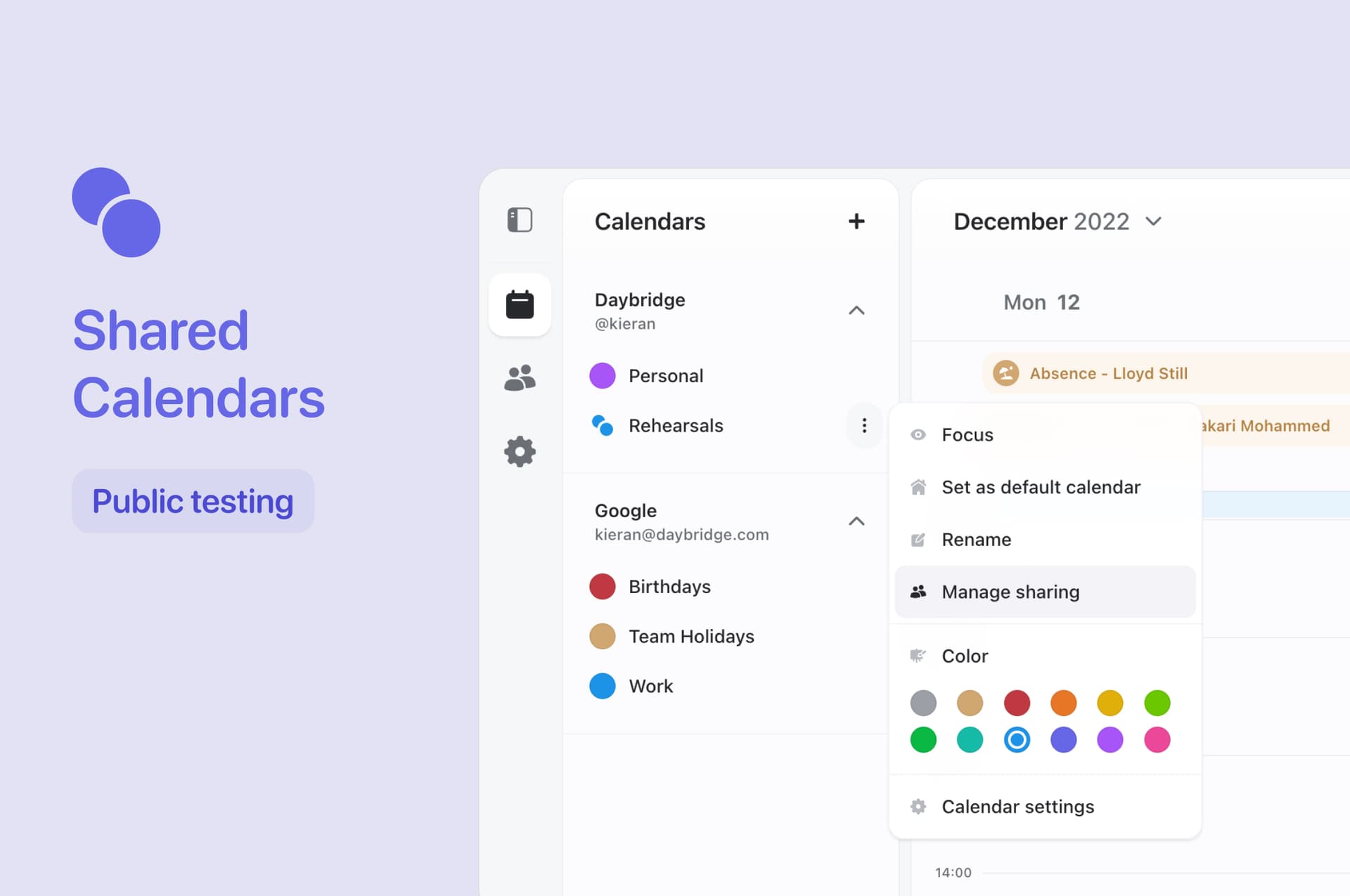 Shared Calendars